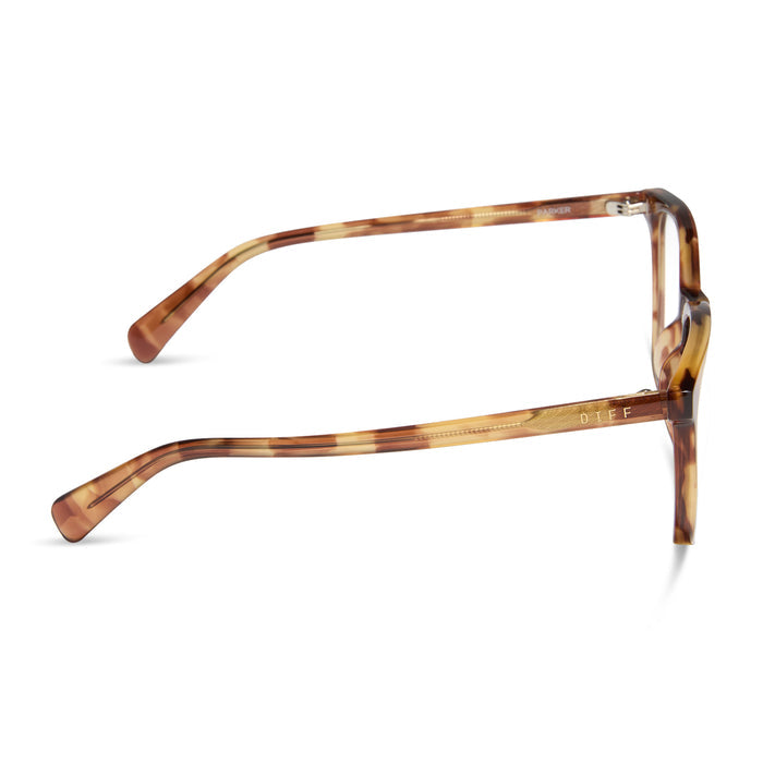 diff eyewear featuring the parker square prescription glasses with a brown fleur frame side view
