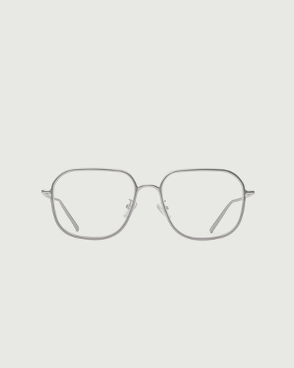 Coin::Pascal Eyeglasses square Silver metal front
