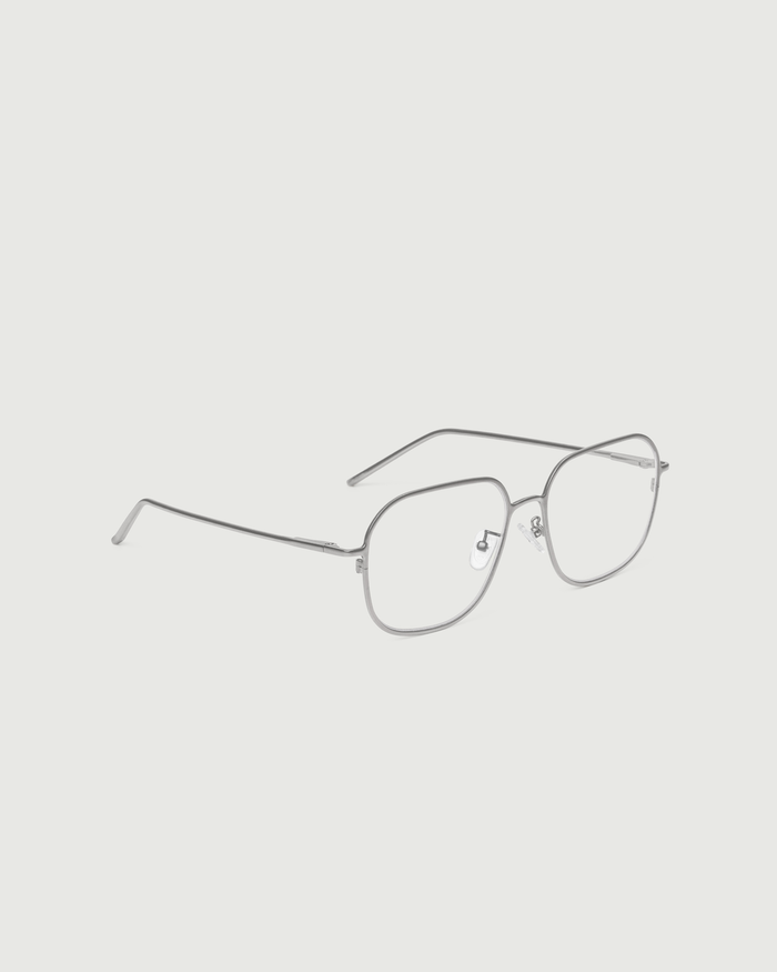Coin::Pascal Eyeglasses square Silver metal front diagonal