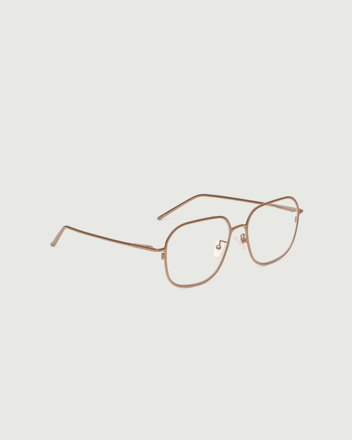 Tan::Pascal Eyeglasses square Brown metal front diagonal