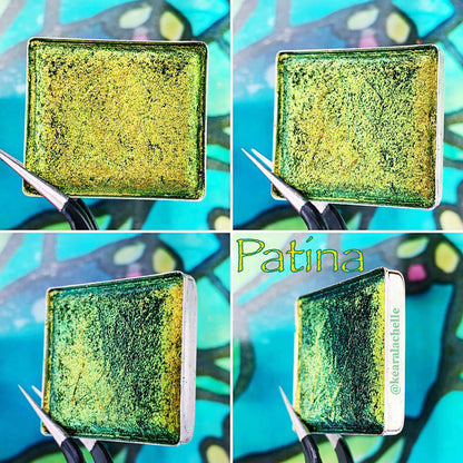 Patina Jewelled Multichrome Eyeshadow angle shifts gold-lime-emerald-turquoise