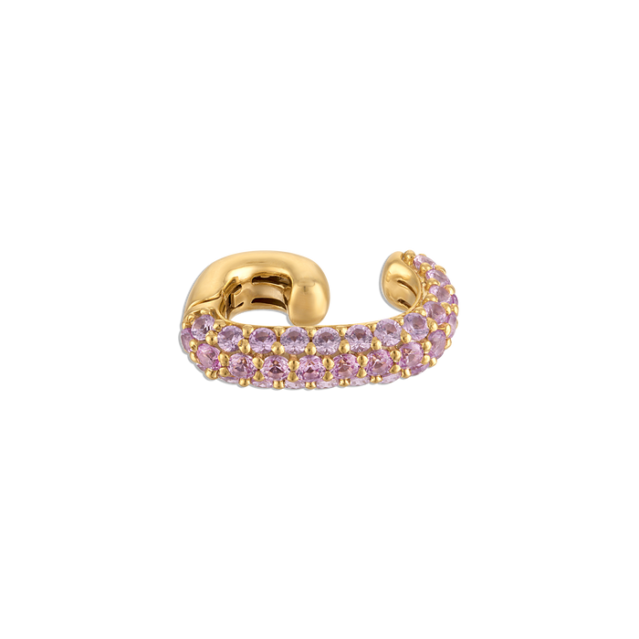 Pave Ear Cuff Rosé - vermeil pave ear cuff with pink lab gemstones