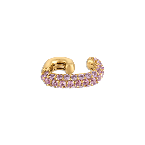 Pave Ear Cuff Rosé - vermeil pave ear cuff with pink lab gemstones