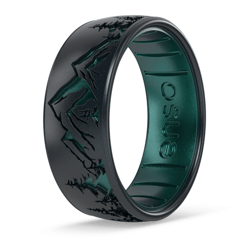Etched Silicone Ring - Peak - Black Pearl/Emerald