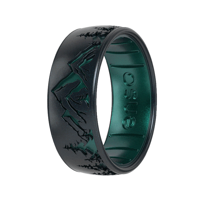 Etched Silicone Ring - Peak - Black Pearl/Emerald
