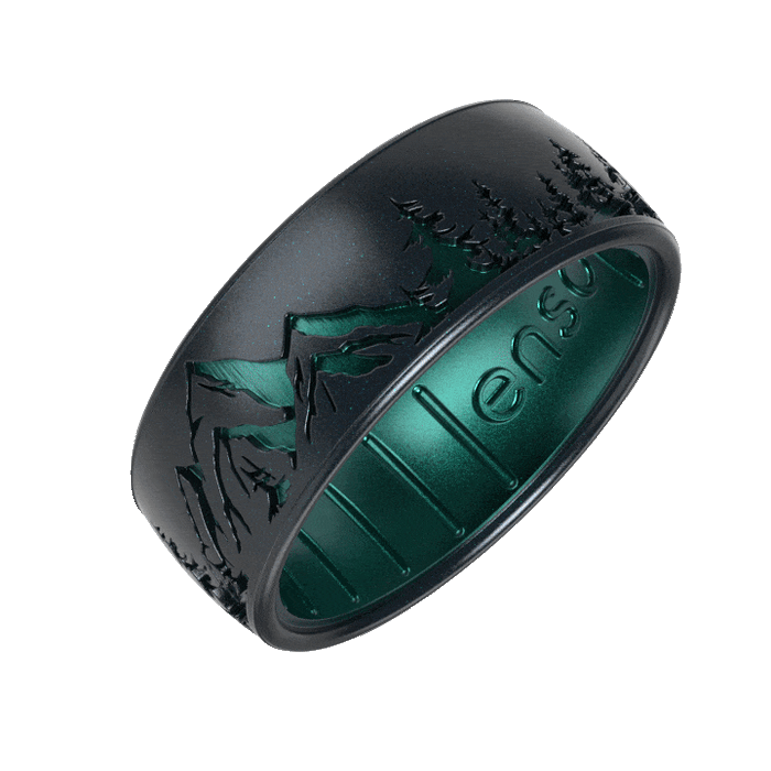 Etched Silicone Ring - Peak - Black Pearl/Emerald