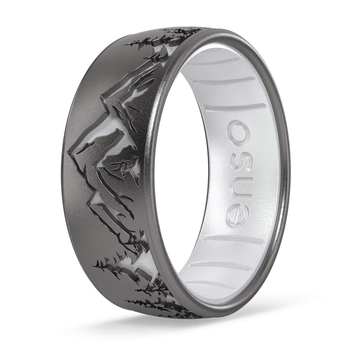 Etched Silicone Ring - Peak - Platinum/Pearl