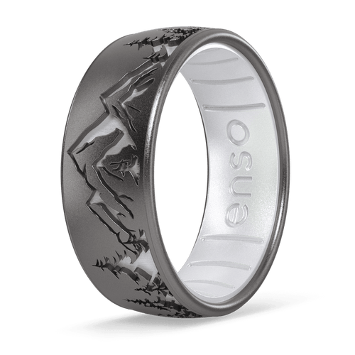Etched Silicone Ring - Peak - Platinum/Pearl