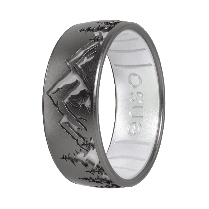 Etched Silicone Ring - Peak - Platinum/Pearl