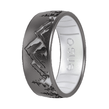 Etched Silicone Ring - Peak - Platinum/Pearl