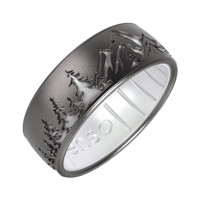 Etched Silicone Ring - Peak - Platinum/Pearl