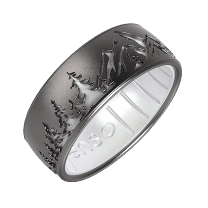 Etched Silicone Ring - Peak - Platinum/Pearl