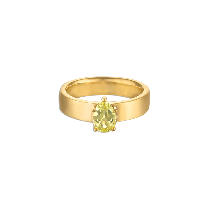 Pear Pinky Ring Marigold - vermeil pinky ring with yellow lab gemstone pear