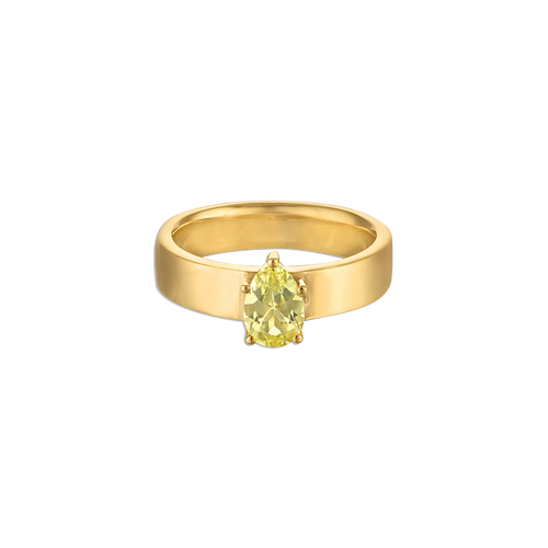 Pear Pinky Ring Marigold - vermeil pinky ring with yellow lab gemstone pear