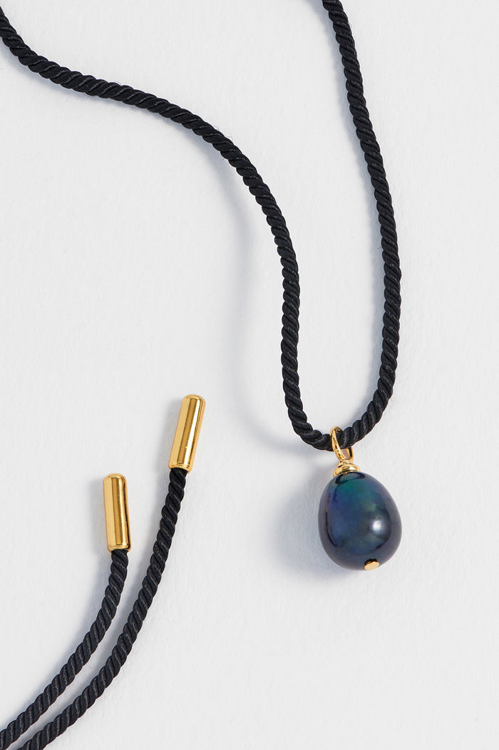 Pearl Drop Cord Necklace