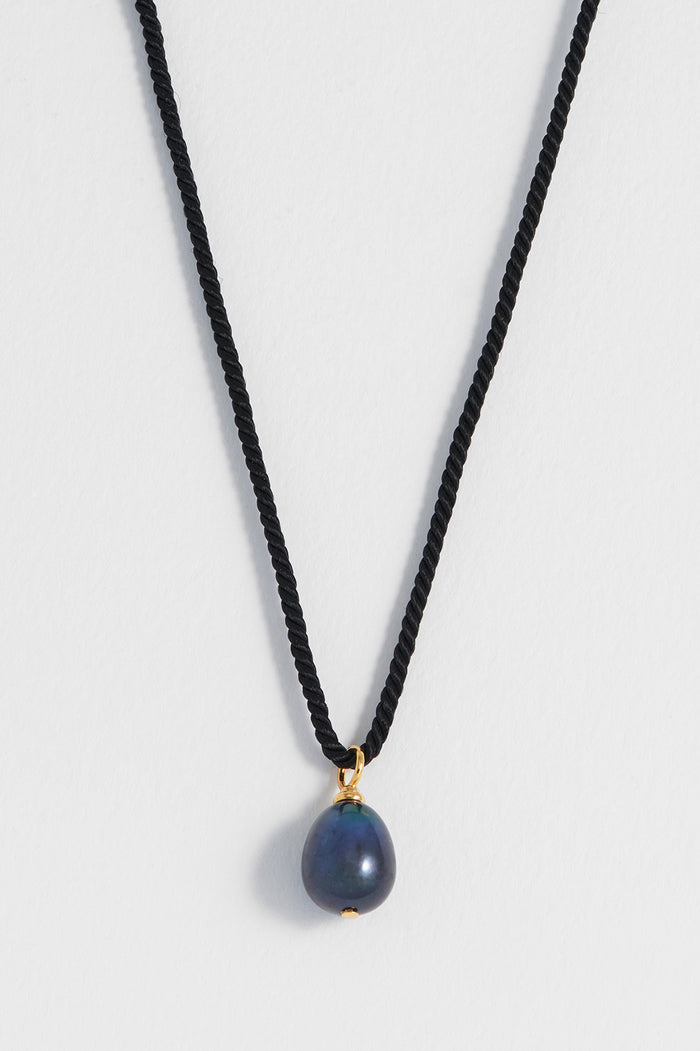 Pearl Drop Cord Necklace