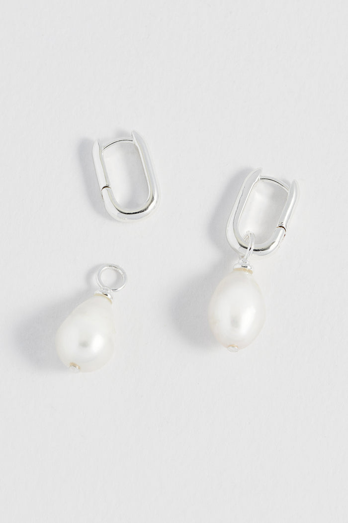 Pearl Drop Link Earrings
