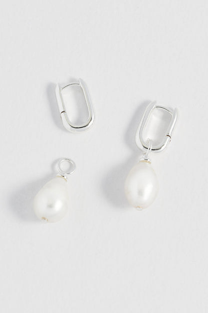 Pearl Drop Link Earrings