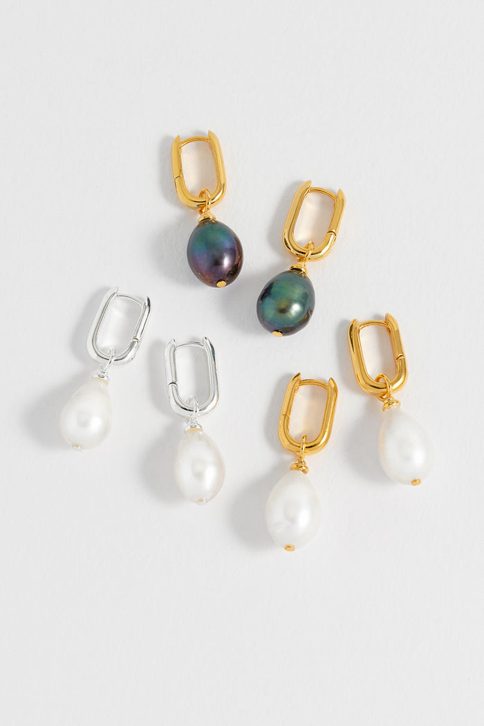 Pearl Drop Link Earrings