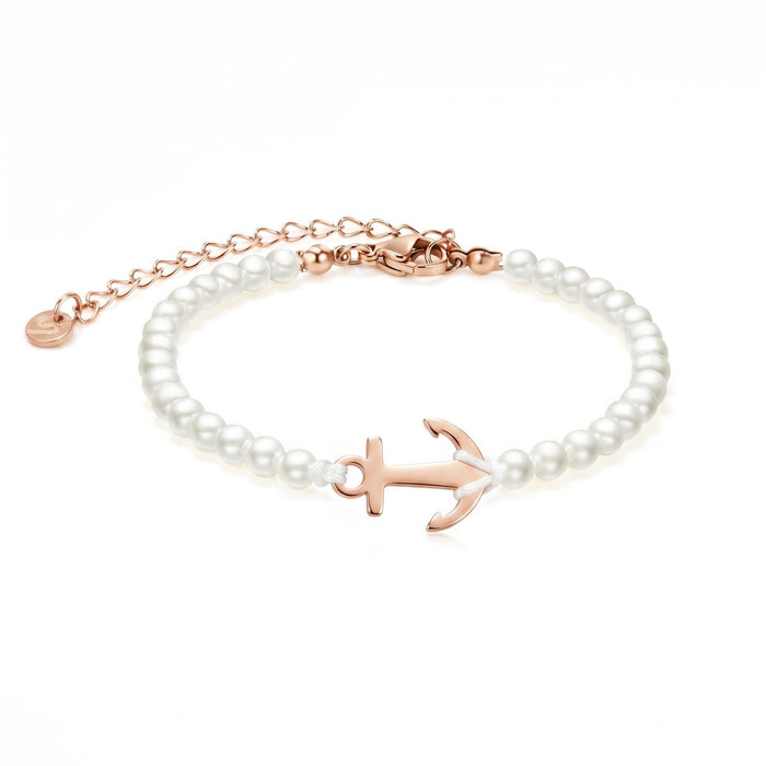 Pearl Rose Anchor Chain Bracelet