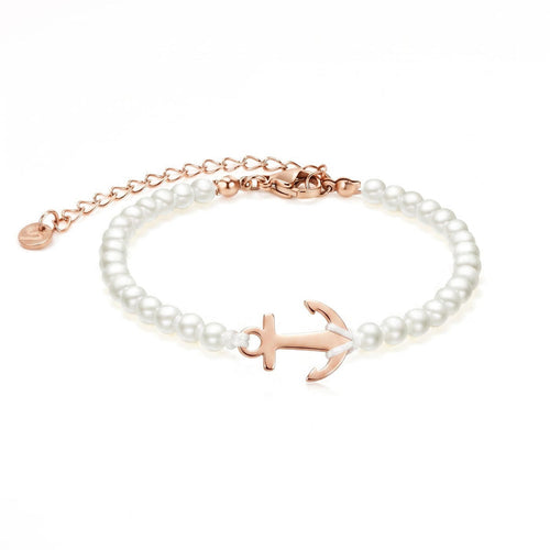 Pearl Rose Anchor Chain Bracelet