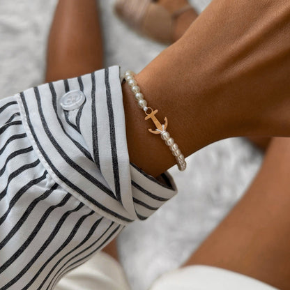 Pearl Rose Anchor Chain Bracelet