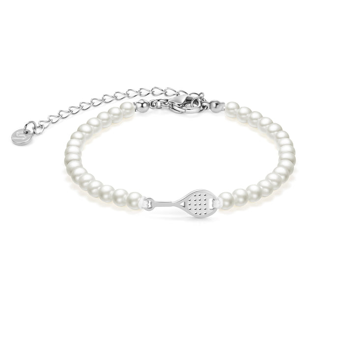 Pearl Silver Tennis Chain Bracelet