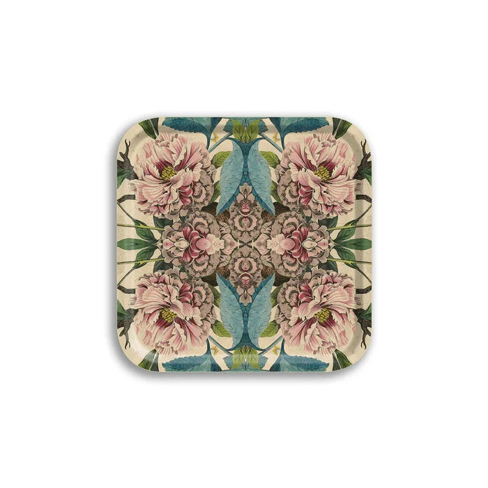 PEONIES SQUARE BIRCH WOOD TRAY