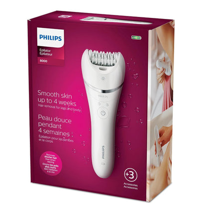 PHILIPS BRE700/04 Rechargeable Epilator Series 8000 for Women, with 3 Accessories