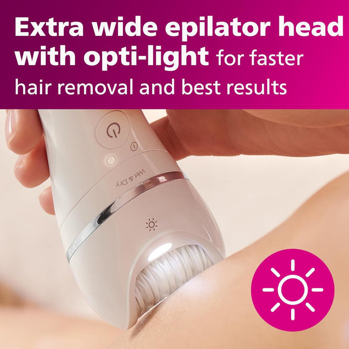 PHILIPS BRE700/04 Rechargeable Epilator Series 8000 for Women, with 3 Accessories