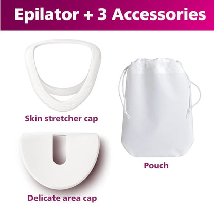 PHILIPS BRE700/04 Rechargeable Epilator Series 8000 for Women, with 3 Accessories