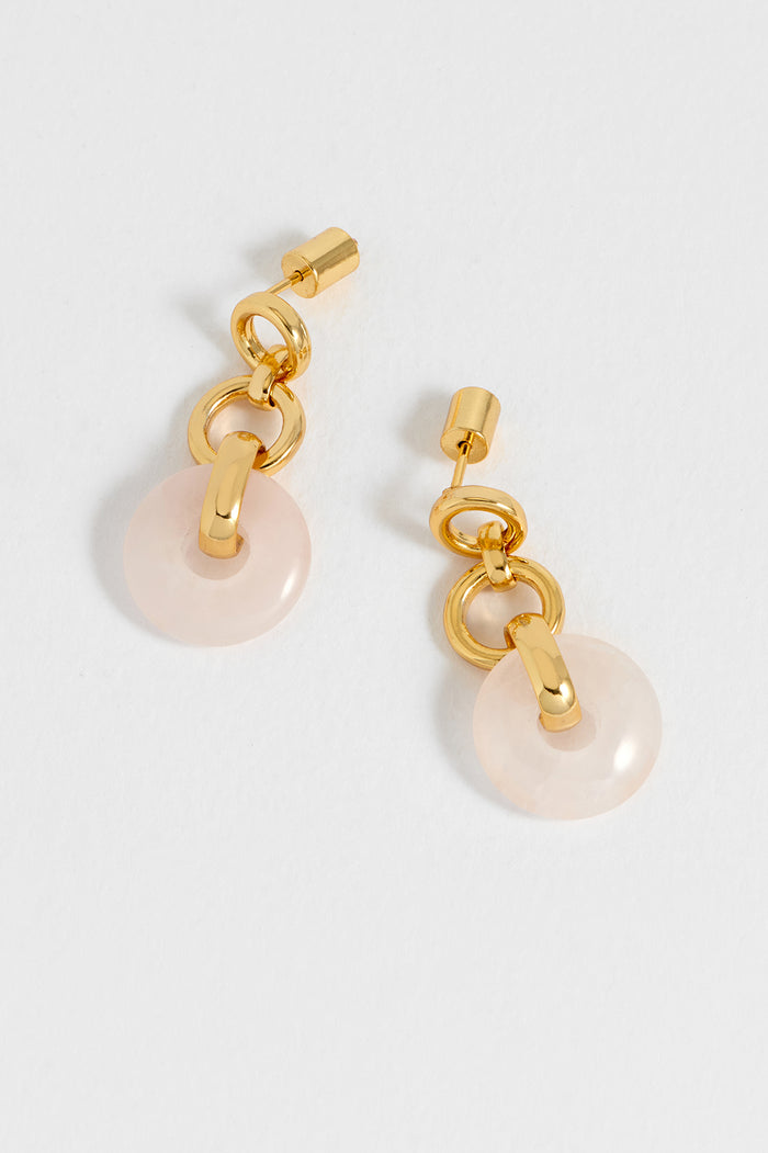 Pink Graduated Round Link Drop Earrings