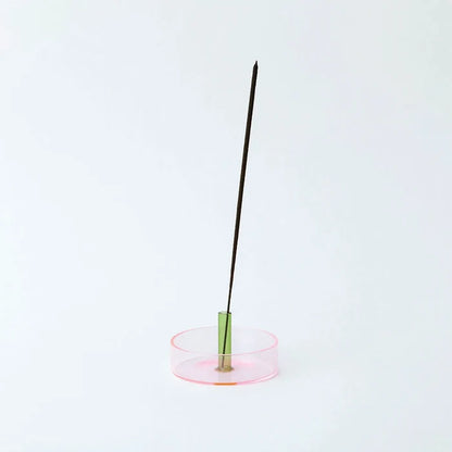PINK / GREEN - DUO TONE GLASS INCENSE HOLDER