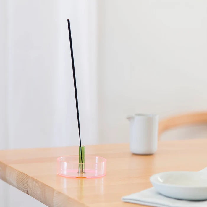 PINK / GREEN - DUO TONE GLASS INCENSE HOLDER