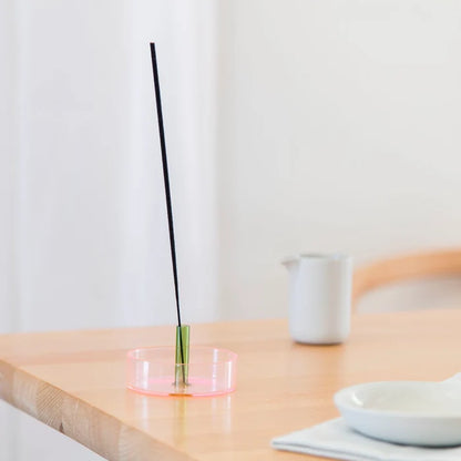 PINK / GREEN - DUO TONE GLASS INCENSE HOLDER