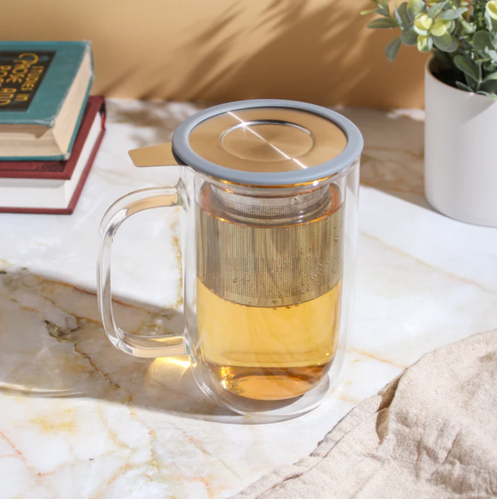 Plum Deluxe Mug with Infuser and Lid