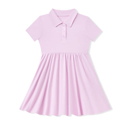 Light purple dress with a collar on a white background