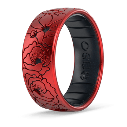 Etched Silicone Ring - Poppies