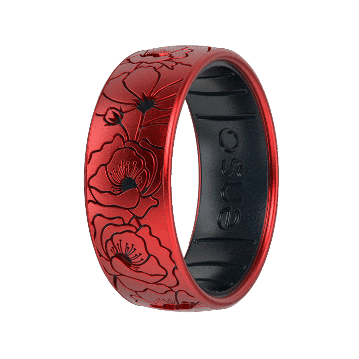 Etched Silicone Ring - Poppies