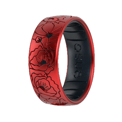 Etched Silicone Ring - Poppies
