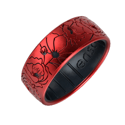 Etched Silicone Ring - Poppies