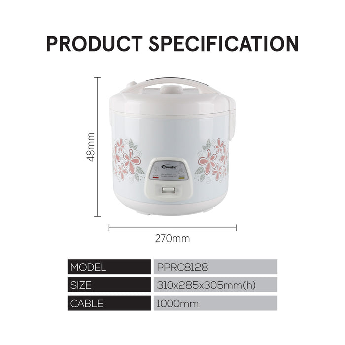 PowerPac 2.8L Rice Cooker with Steamer (PPRC8128)