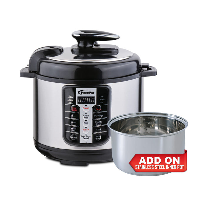 PowerPac Electric Pressure Cooker With Stainless Steel Pot 5.0L (PPC511+SSPOT)