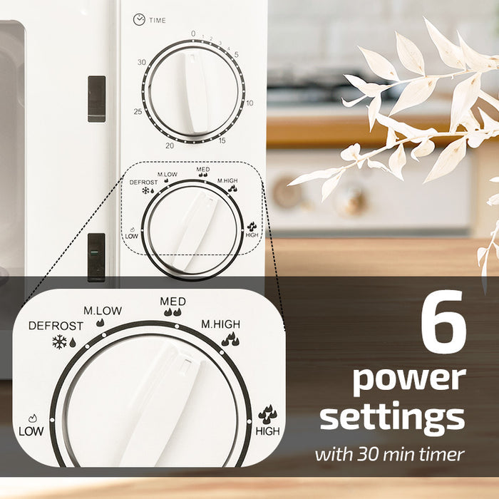 PowerPac Microwave Oven 20L with 6 Power Level and Defrost Function (PPT720) White