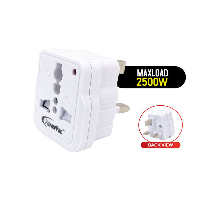 PowerPac Multi Adapter with 3-Pin Plug – Multi Sockets, Travel Adapter, Neon LED, PT33