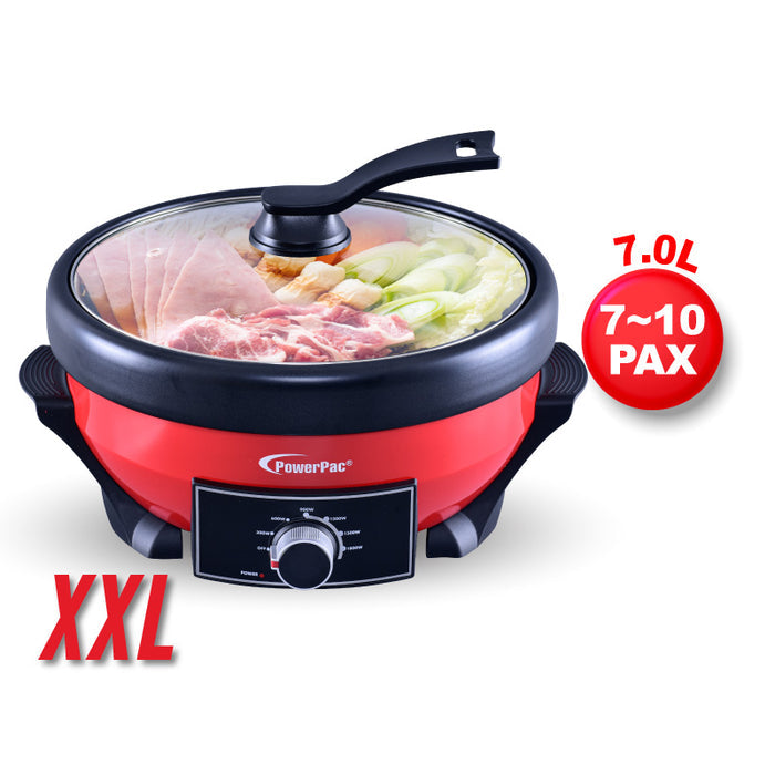 PowerPac Steamboat & Multi Cooker, Hot Pot 7L with Non-stick Inner Pot (PPMC688)