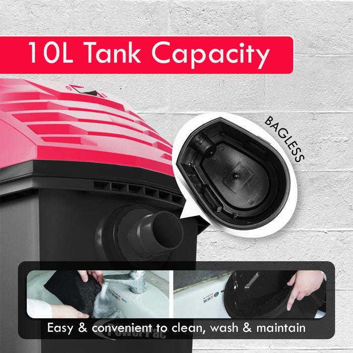 PowerPac Wet & Dry Vacuum Cleaner, Bagless Vacuum Cleaner, Powerful Vacuum Cleaner 19KPa Suction (PPV1255)