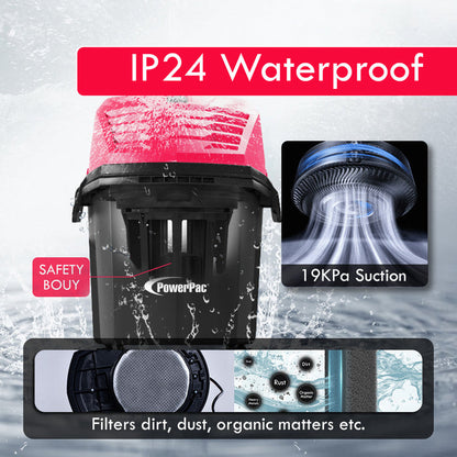 PowerPac Wet & Dry Vacuum Cleaner, Bagless Vacuum Cleaner, Powerful Vacuum Cleaner 19KPa Suction (PPV1255)