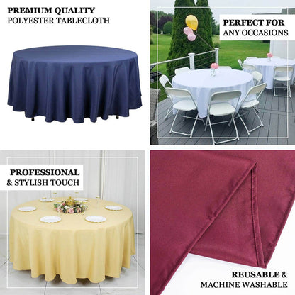Premium quality polyester tablecloths in various colors for any occasion.