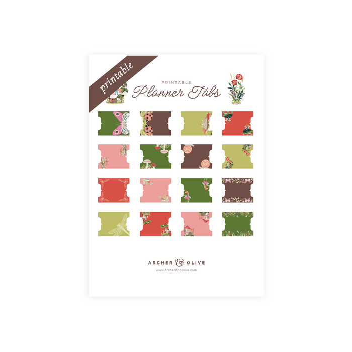 Printable Planner Tabs: Fairy House - Archer and Olive